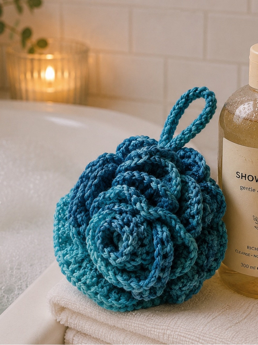Bath Pouf Handmade Crochet 100% Cotton